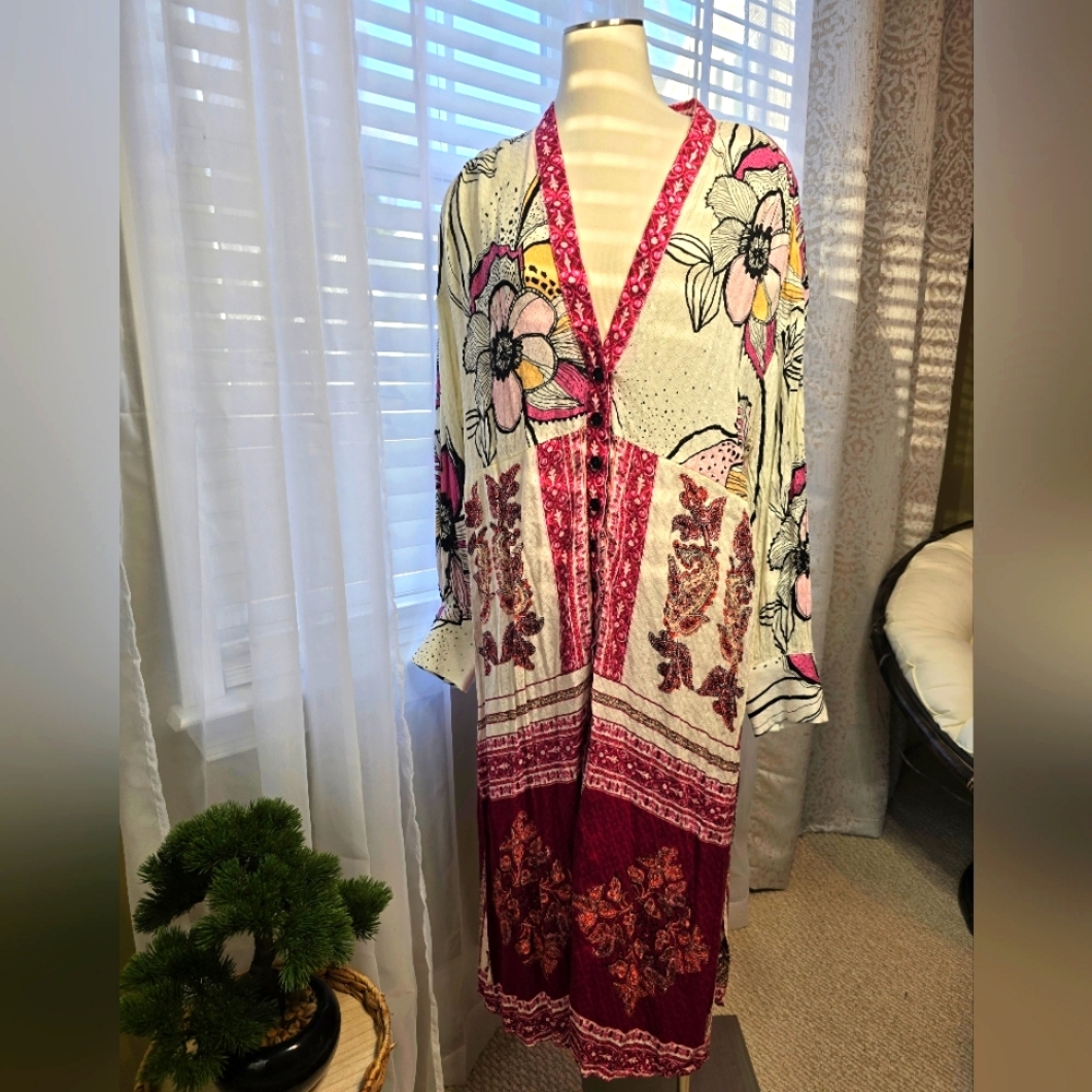 Free People Floral Kimono, Size M (oversized), Flawed (see photos)